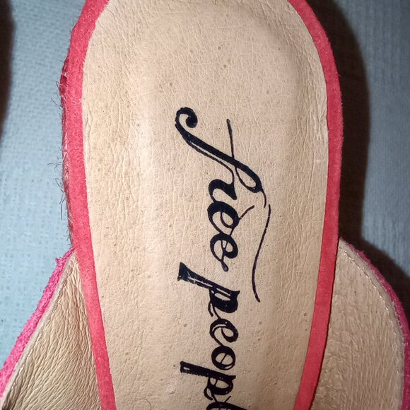 Free People Glorieta Red Strappy Wedge Slides Women’s Size 39 US Size 8 - 8.5 - Picture 4 of 15